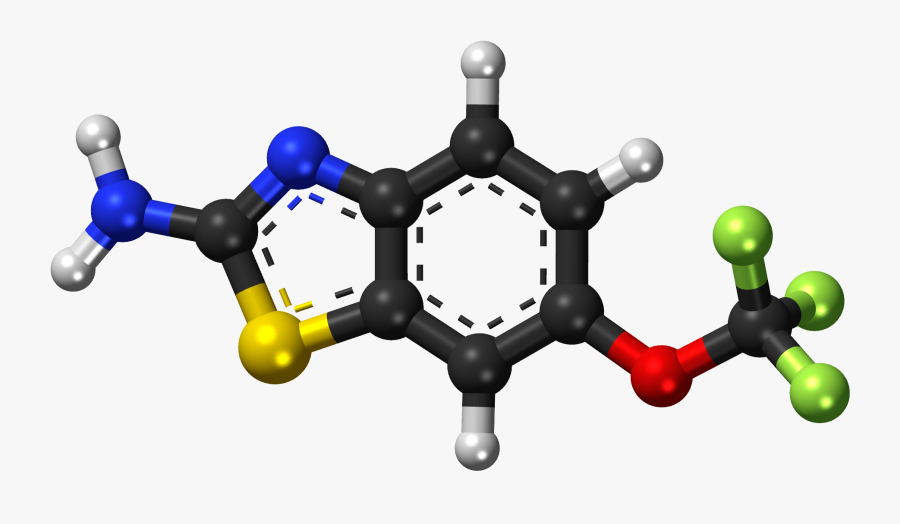 Riluzole Ball And Stick Model - Riluzole Molecule, Transparent Clipart