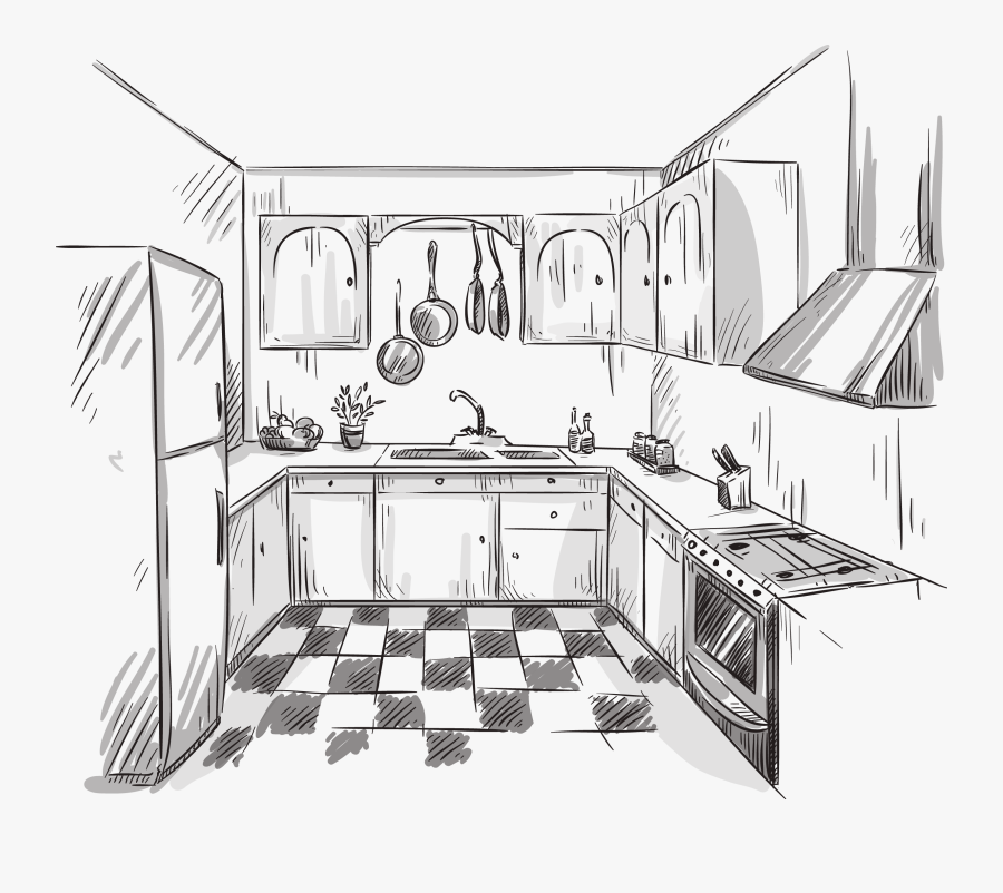 Clip Art Collection Of Free Drawing - Kitchen Sketch, Transparent Clipart