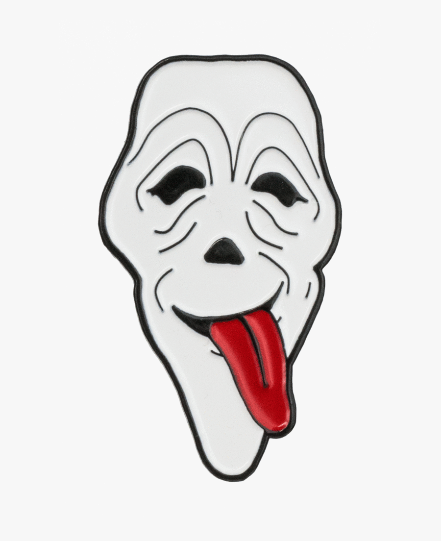 Scary Mask Enamel Pin - Scream Mask Tongue Drawing, Transparent Clipart
