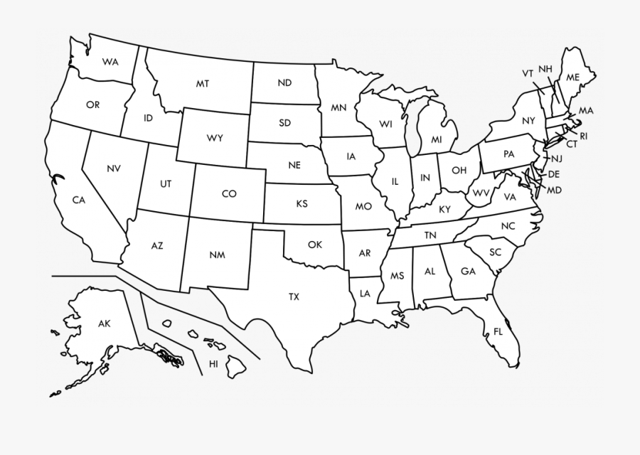 High Resolution Blank Us Map, Transparent Clipart