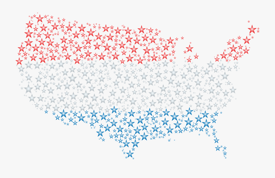 United States Map Flag Stars Enhanced Clip Arts - United States With No Background, Transparent Clipart