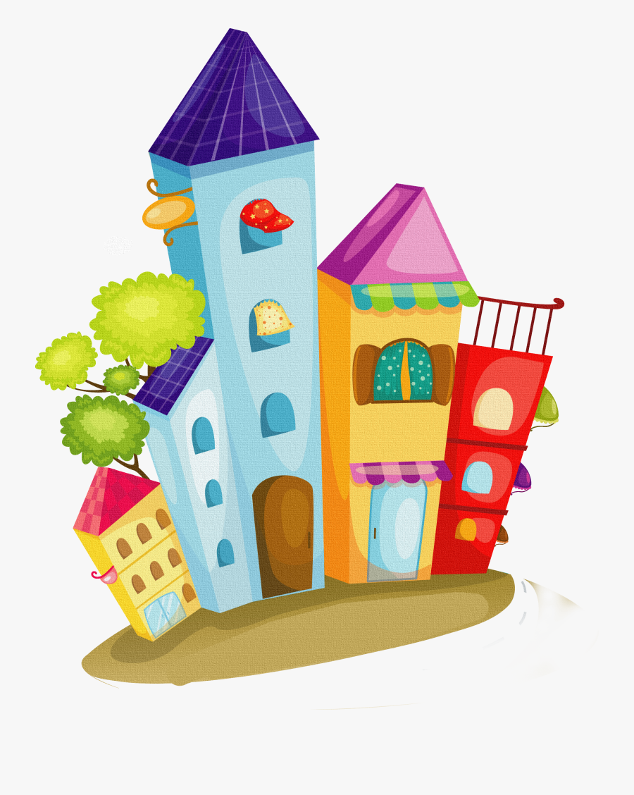 Cartoon Houses, Transparent Clipart