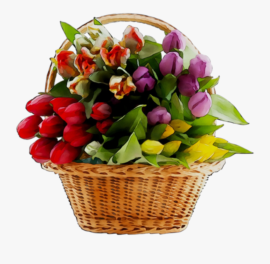 Flower Gift Tulip Bouquet Baskets Food Design Clipart - Flower Basket Bouquet Png, Transparent Clipart