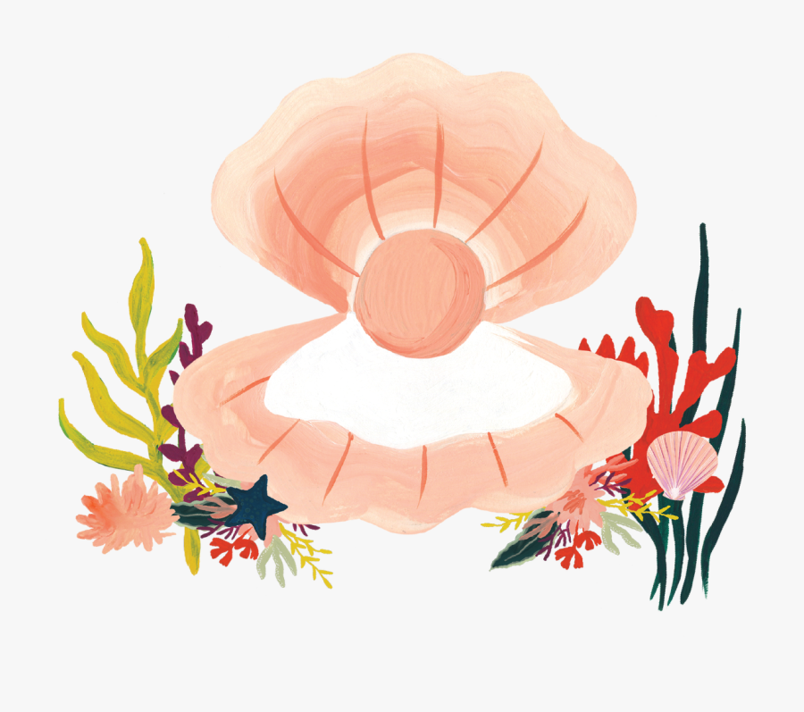 Seashell And Pearl Print & Cut File - Seashells Pearls Design Png, Transparent Clipart