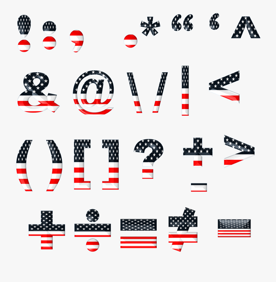 Stars, Stripes, Font, Template, Patriotic, Usa, America - Green Colon Punctuation, Transparent Clipart