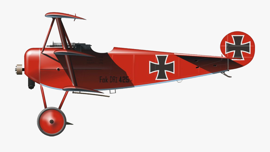 Transparent Red Vintage Airplane Clipart - Ww1 Fokker Dr 1, Transparent Clipart