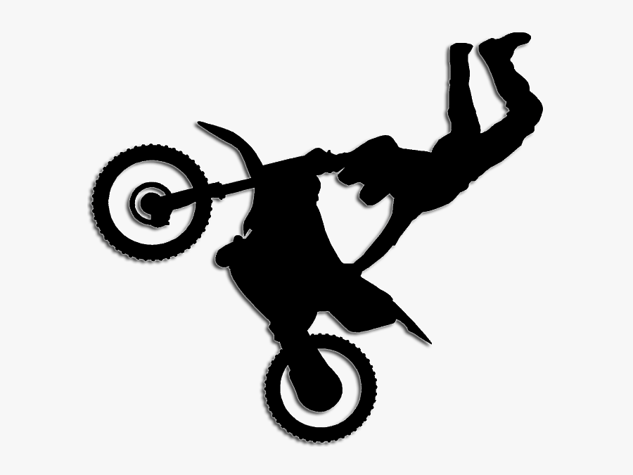 Motorcycle Bicycle Wheels Motocross Clip Art - Black Silhouette Dirt Bike, Transparent Clipart