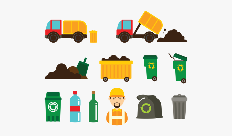 Small Dustbin Van Vector Png, Transparent Clipart