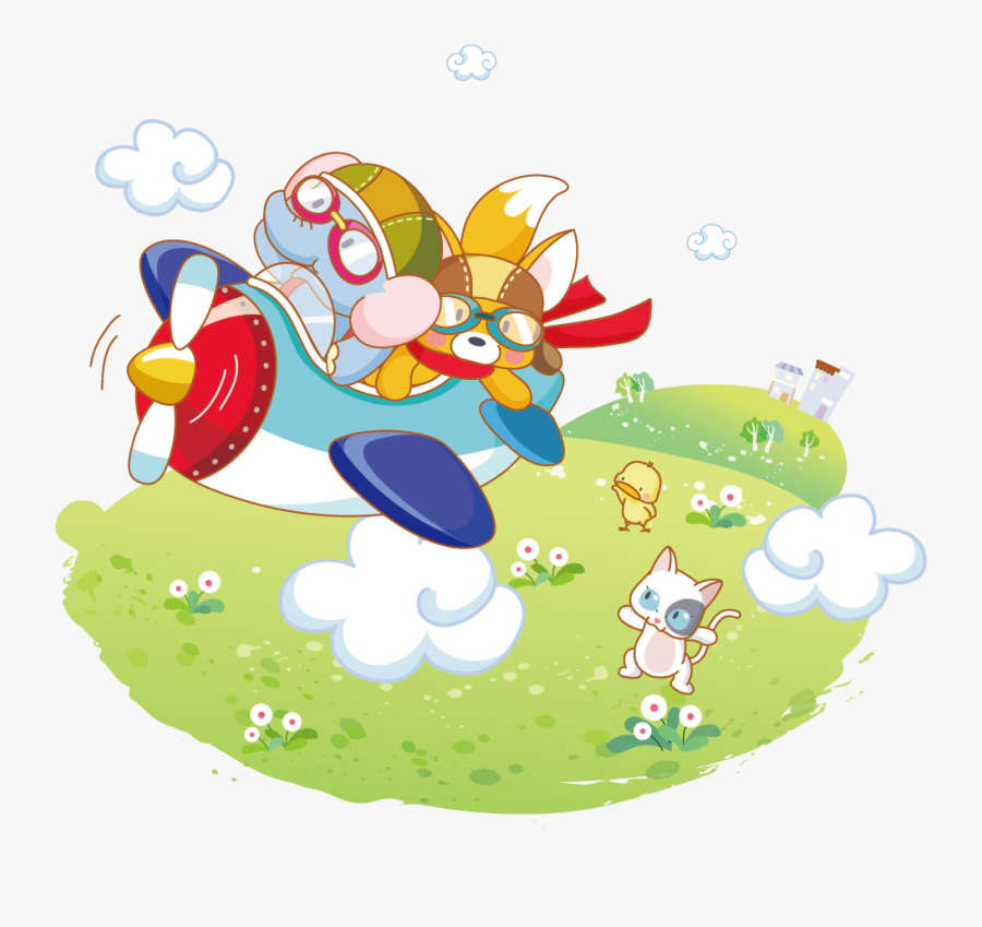 Clip Art Animal Clip Art Fly - Cartoon On A Plane Png, Transparent Clipart