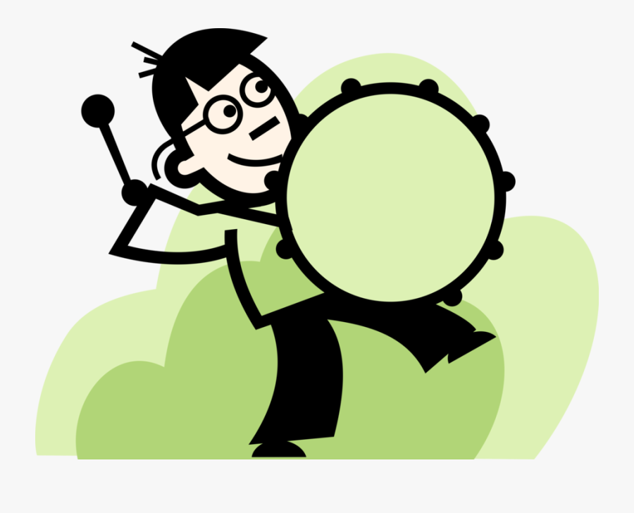 Vector Illustration Of Drum Corps Musician Beats Percussion - Kid Speaking, Transparent Clipart