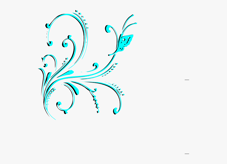 Scroll Clipart Teal - Turquoise Butterfly Transparent Background, Transparent Clipart