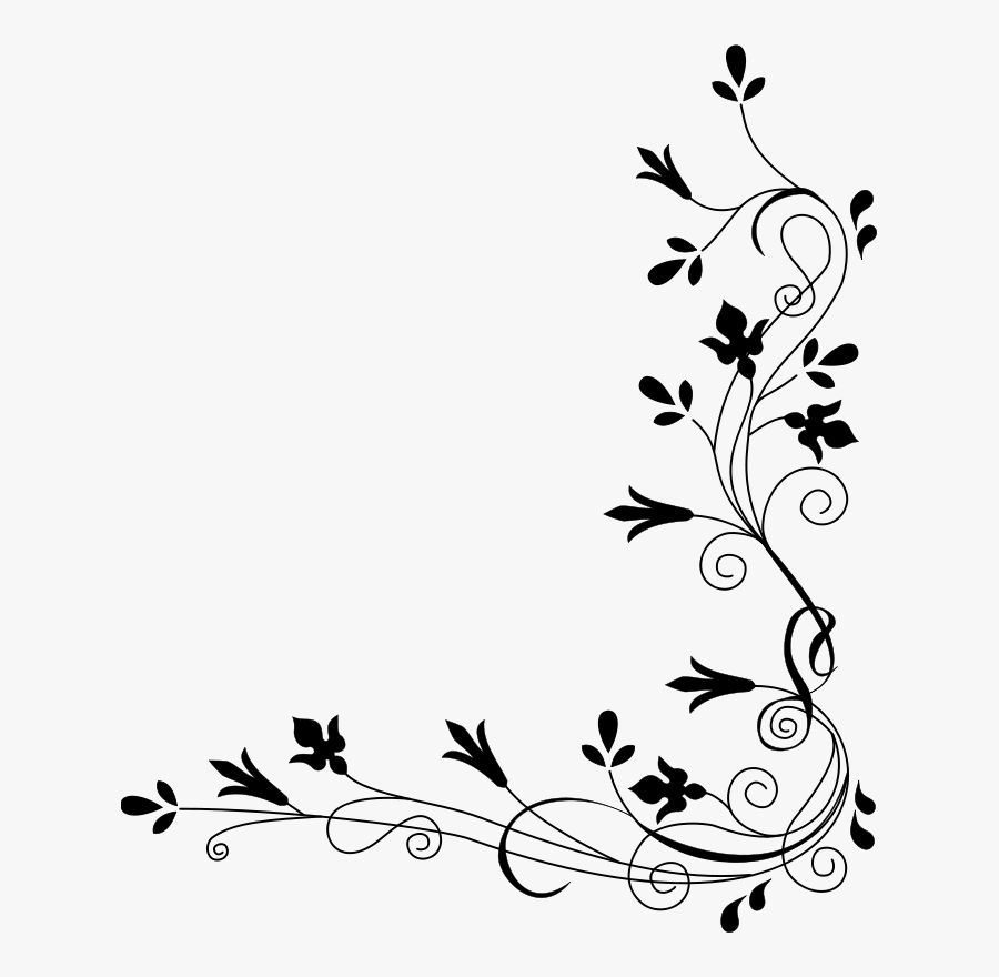 Flower Border Png Black And White, Transparent Clipart