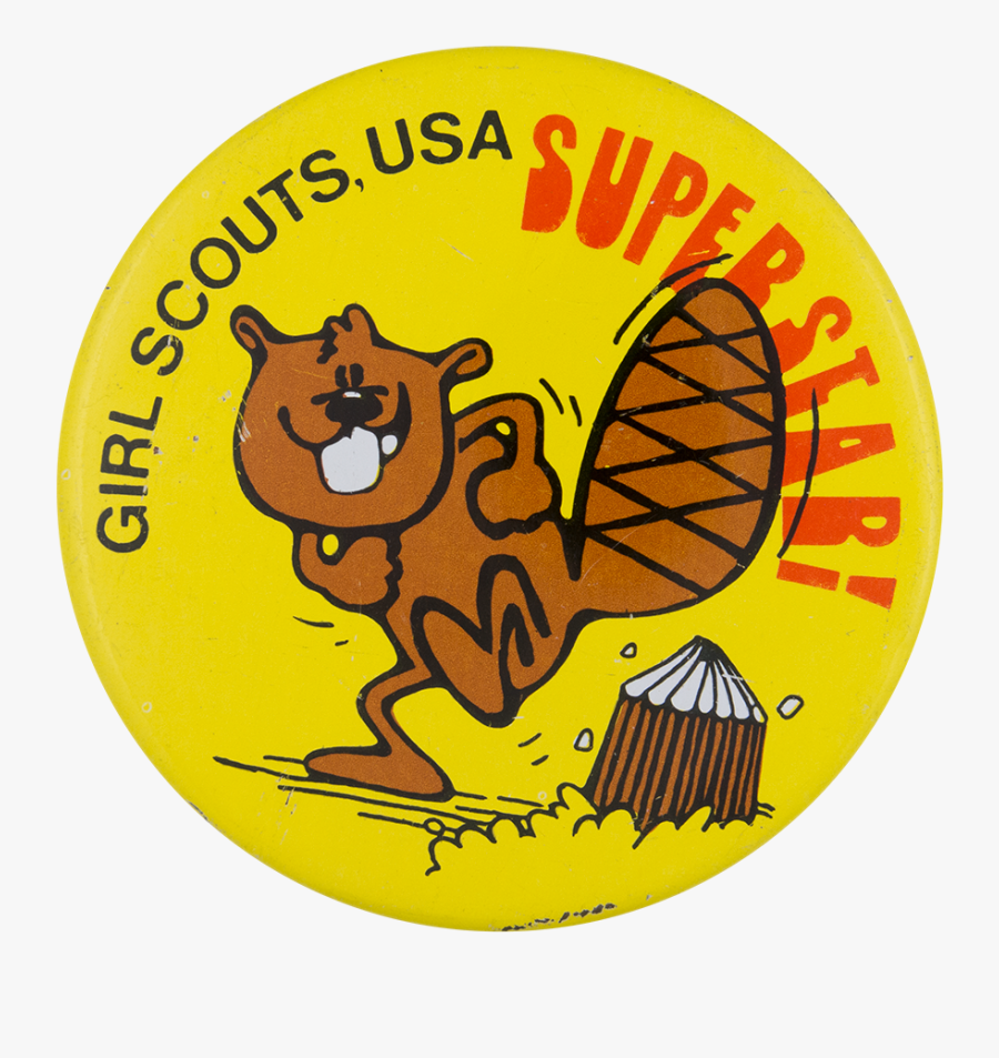Girl Scouts Superstar Beaver Beavers Button Museum - Green And Gold Army, Transparent Clipart