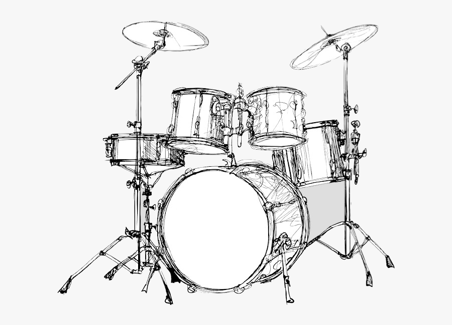 Transparent Drumset Png - Jazz Drum Set Drawing, Transparent Clipart