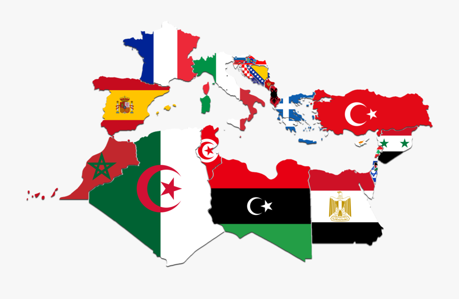 Countries - Mediterranean Flag Map, Transparent Clipart