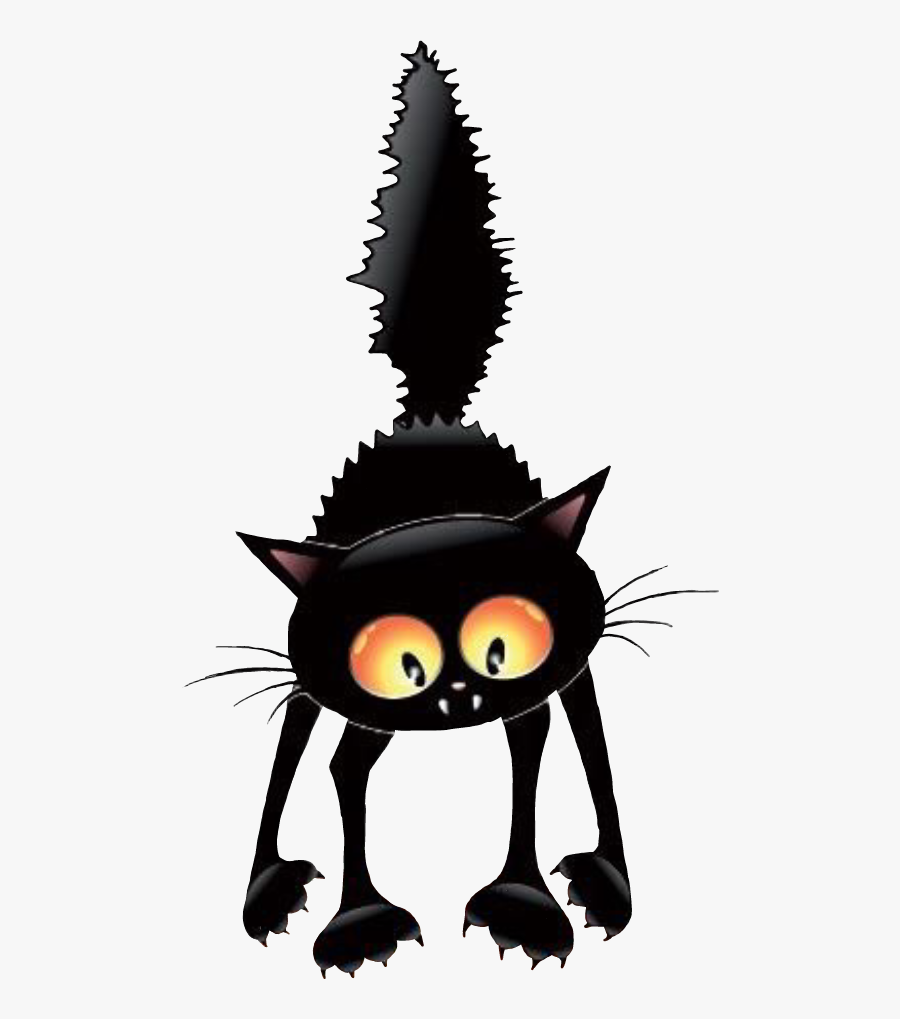 #scared #blackcat #black #cat #halloween #halloweeniscoming - Halloween Cartoon Black Cats, Transparent Clipart