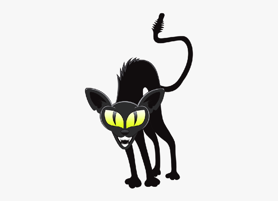 Black Cat - Black Cat Halloween Cartoon, Transparent Clipart