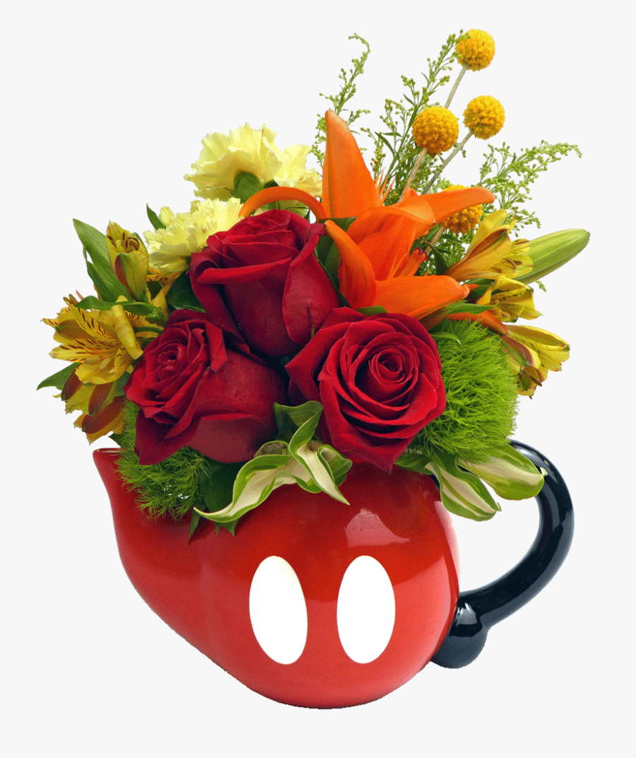Mickey Mouse Pants Teapot Bouquet - Garden Roses, Transparent Clipart