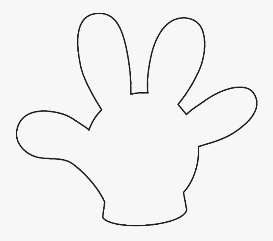 Mickey Mouse Hand Template - Line Art, Transparent Clipart
