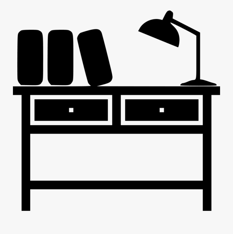 Free Png Download Study Table With Books Icons Png - Study Table Clipart Black And White, Transparent Clipart