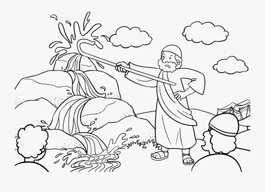 Bible Moses Aaron Ccx God Old Testament Jewish - Exodus 17 1 7 Coloring Page, Transparent Clipart