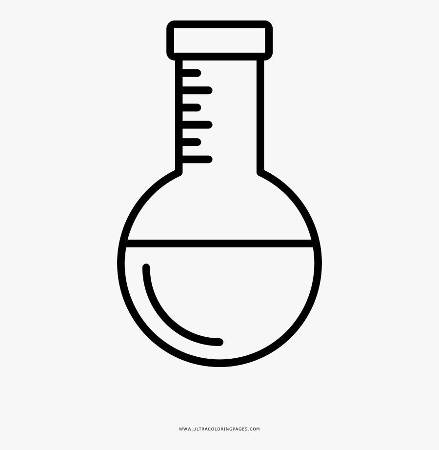 Transparent Chemistry Beaker Clipart Black And White - Round Bottom Flask Drawing, Transparent Clipart