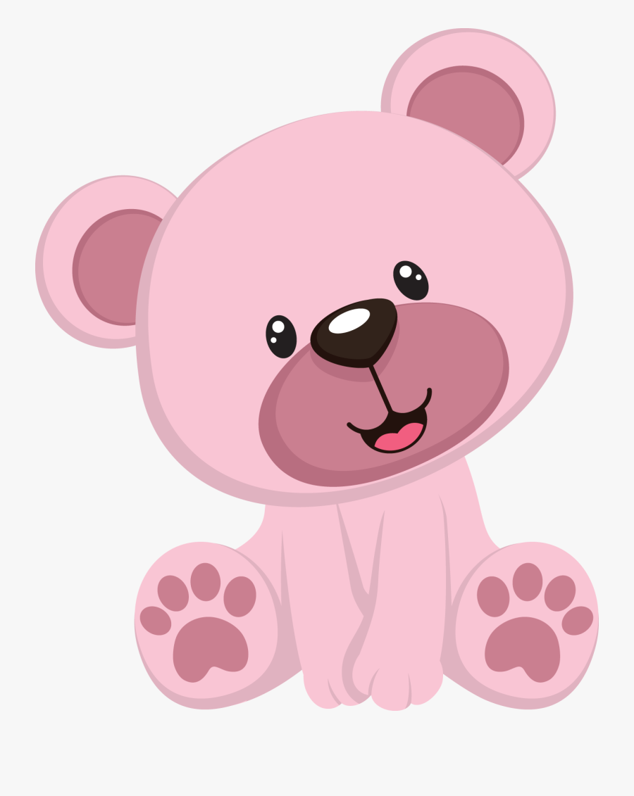 Pink Teddy Bear Baby Shower Clip Art - Urso Rosa Desenho, Transparent Clipart