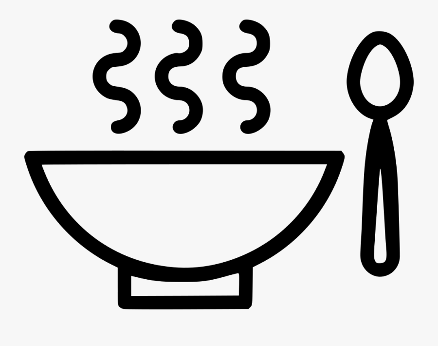 Image Royalty Free Library Bowl And Spoon Clipart - Black And White Bowl Of Soup, Transparent Clipart