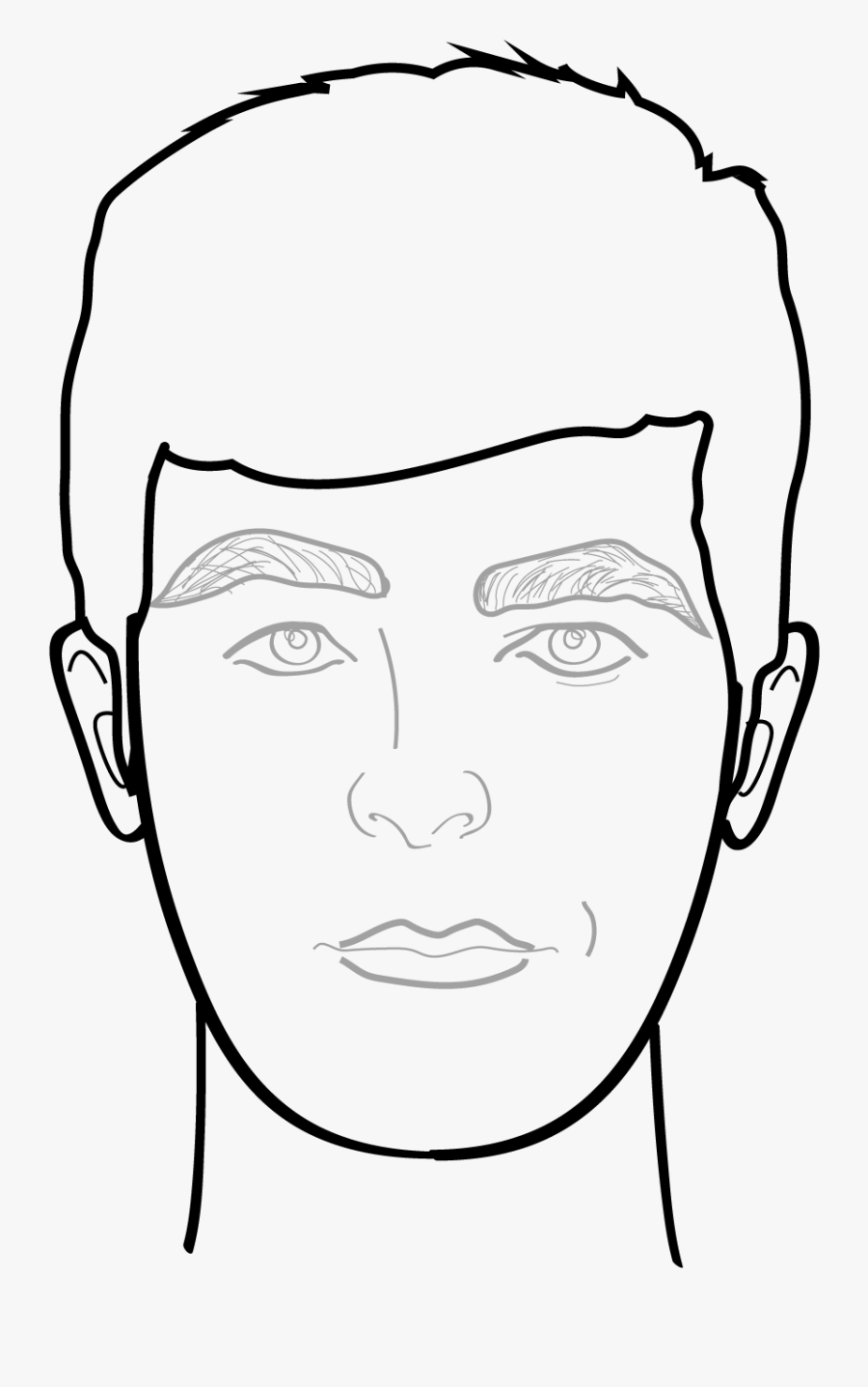 Long Face - Line Art, Transparent Clipart