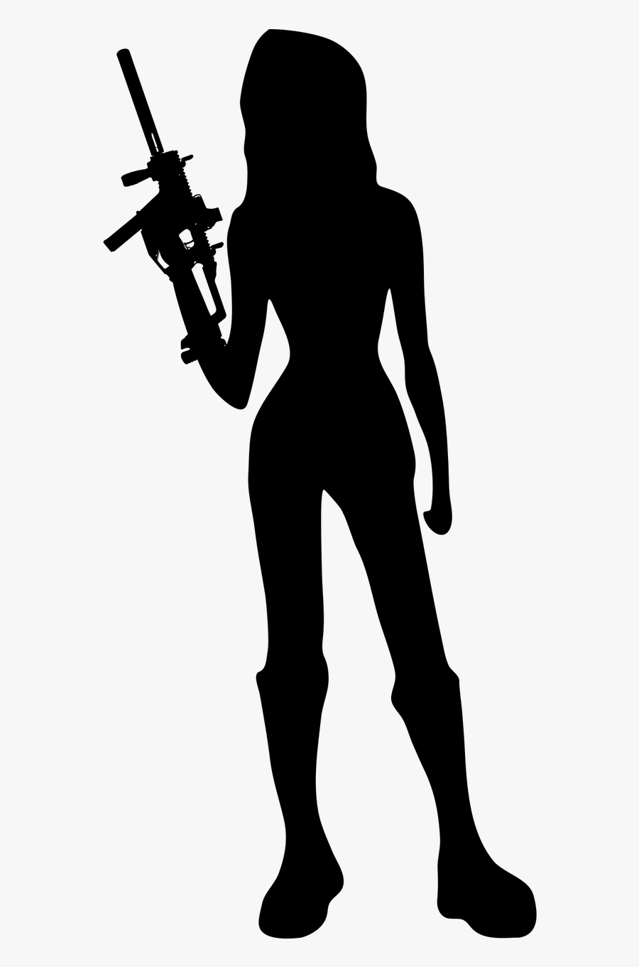 Army Girls Free Pics Transparent Backgrounds Clipart - Girl Silhouette Png Gun , Free