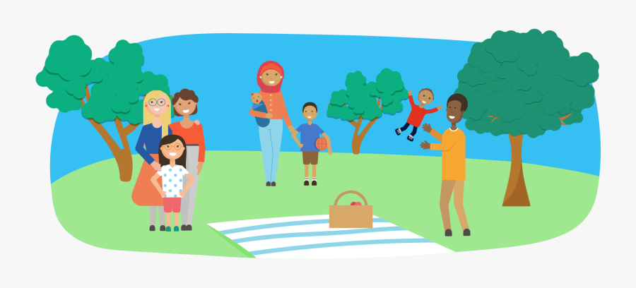 Multiple Families Playing With Their Children In A - Child, Transparent Clipart