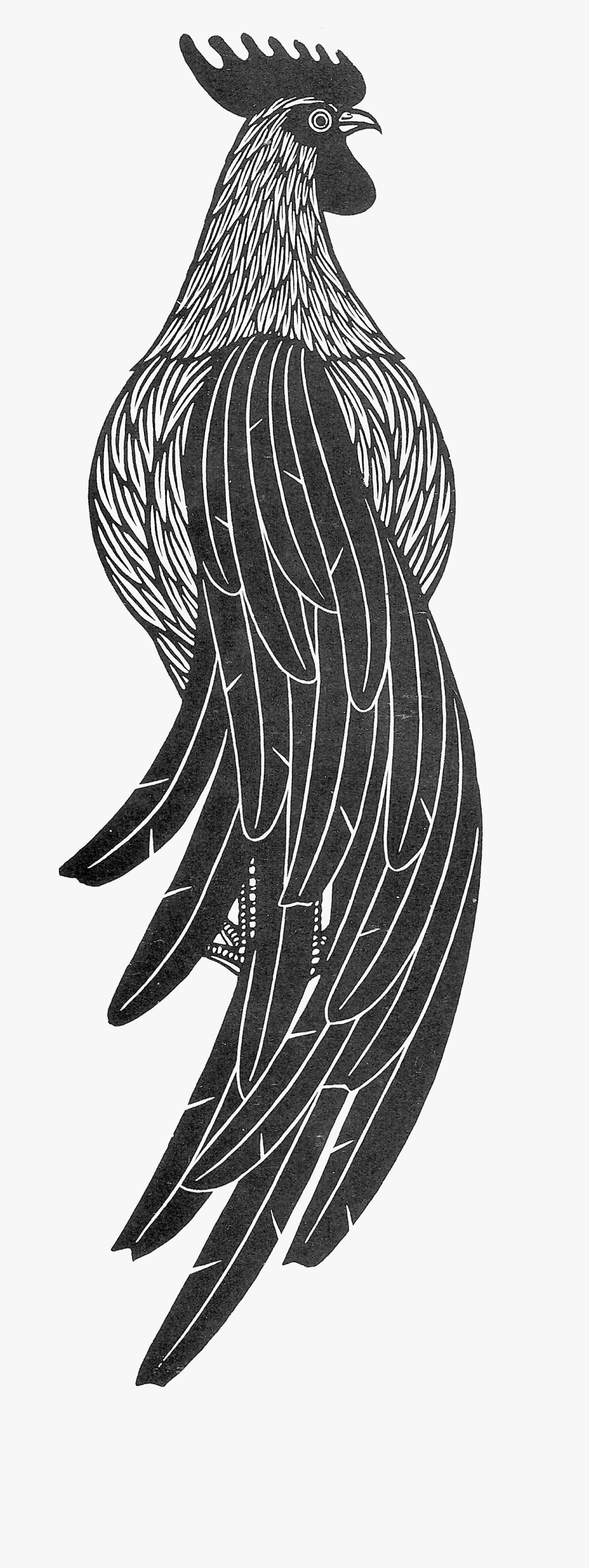 Linocut Chicken, Transparent Clipart