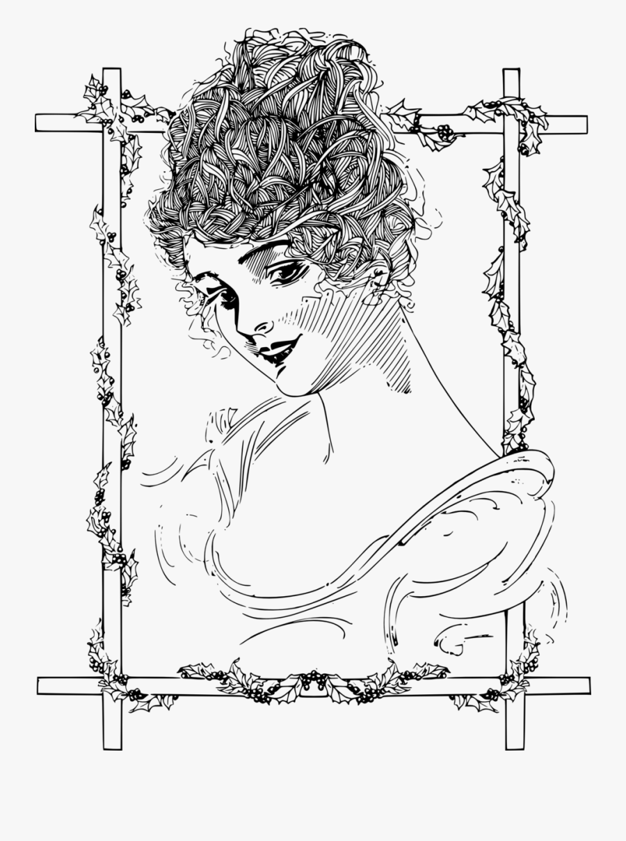 Free Clip Art "beautiful Woman - Line Art, Transparent Clipart