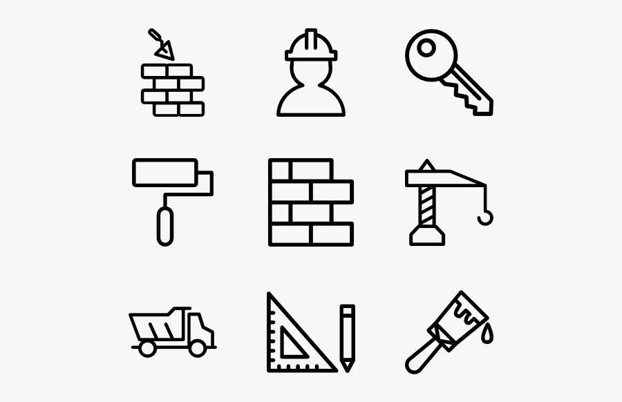 Construction - Construction Vector Lines Icons Png, Transparent Clipart