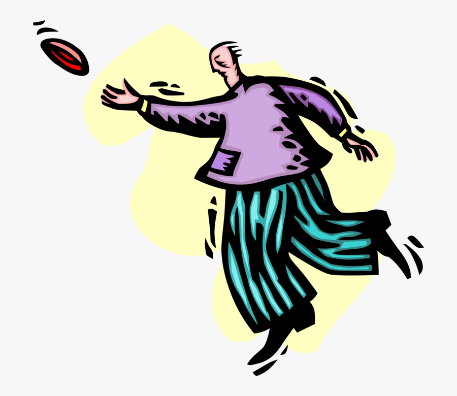 Vector Illustration Of Businessman Throws Flying Disc - Illustration, Transparent Clipart