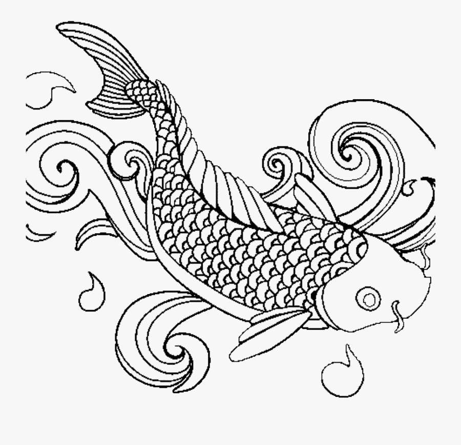 Drawn Fish Coloring Page Pencil And In Color Inside - Fish Adult Coloring Page Printable, Transparent Clipart