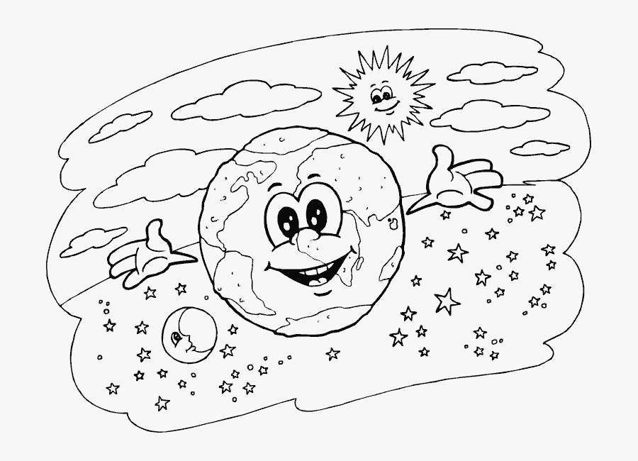 Earth-sun And Moon Coloring Pages - Coloring Sun Earth Moon, Transparent Clipart