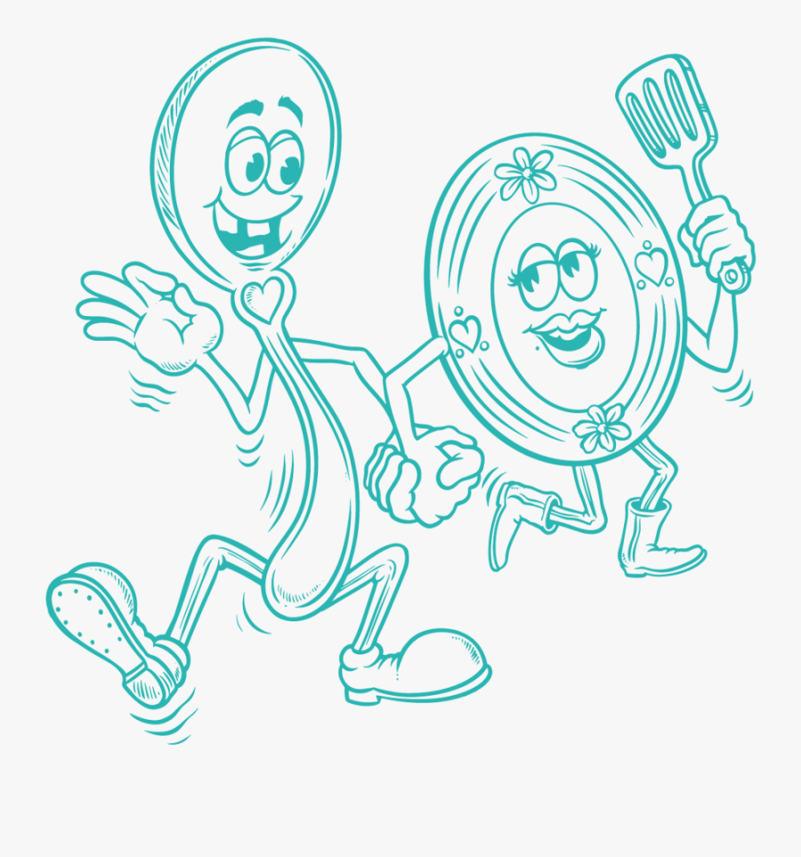 Dishspoon-turq - Cartoon Dish And Spoon Png, Transparent Clipart