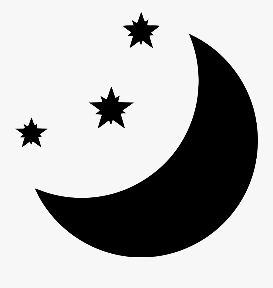 Transparent Moon And Stars Clipart Black And White - Emblem, Transparent Clipart