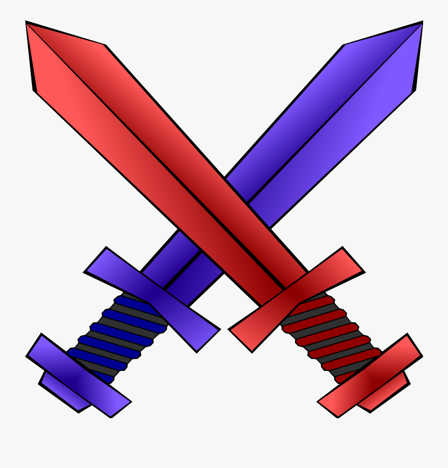 Math Test Clip Art - Red And Blue Swords, Transparent Clipart