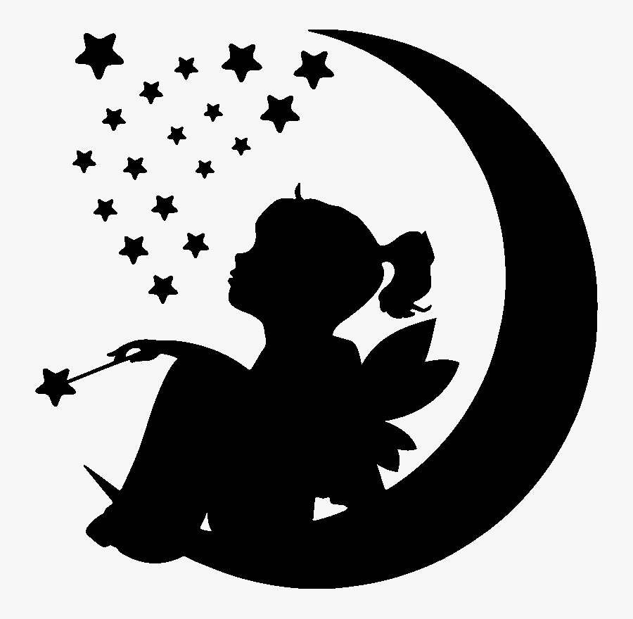 #girl #stars #moon #night #black #freetoedit - Half Moon With Girl, Transparent Clipart