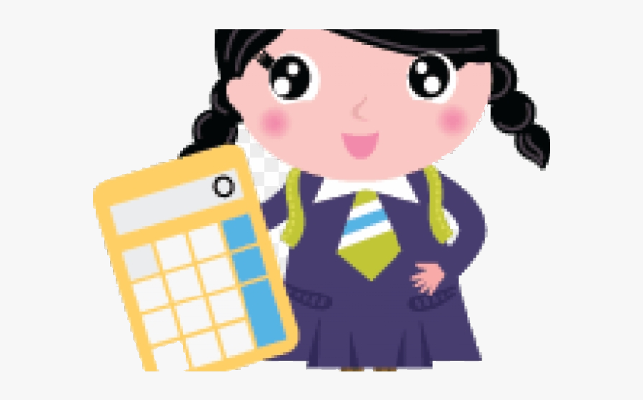 Calculator Girl With Clipart Transparent Png - Calculator Cartoon Girl, Transparent Clipart