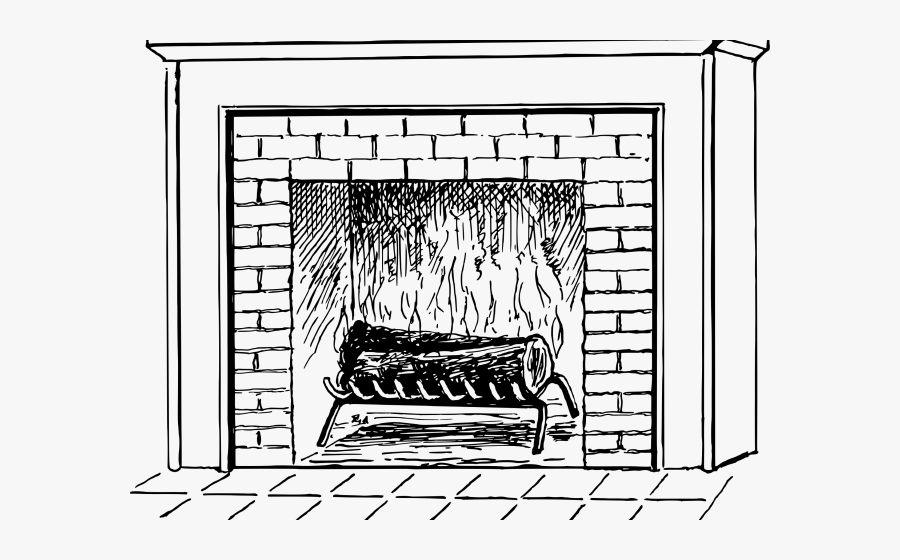Free Black And White Clipart Fireplace, Transparent Clipart