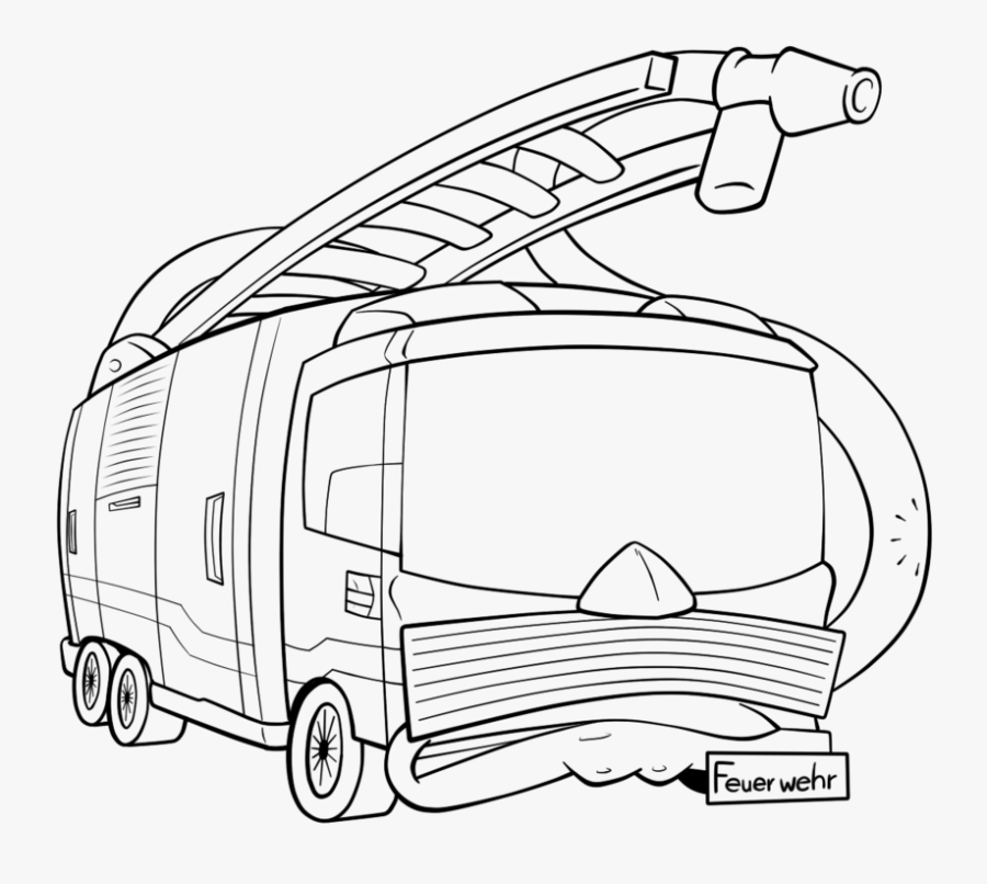 Clip Art Fire Truck Line At - Line Art, Transparent Clipart