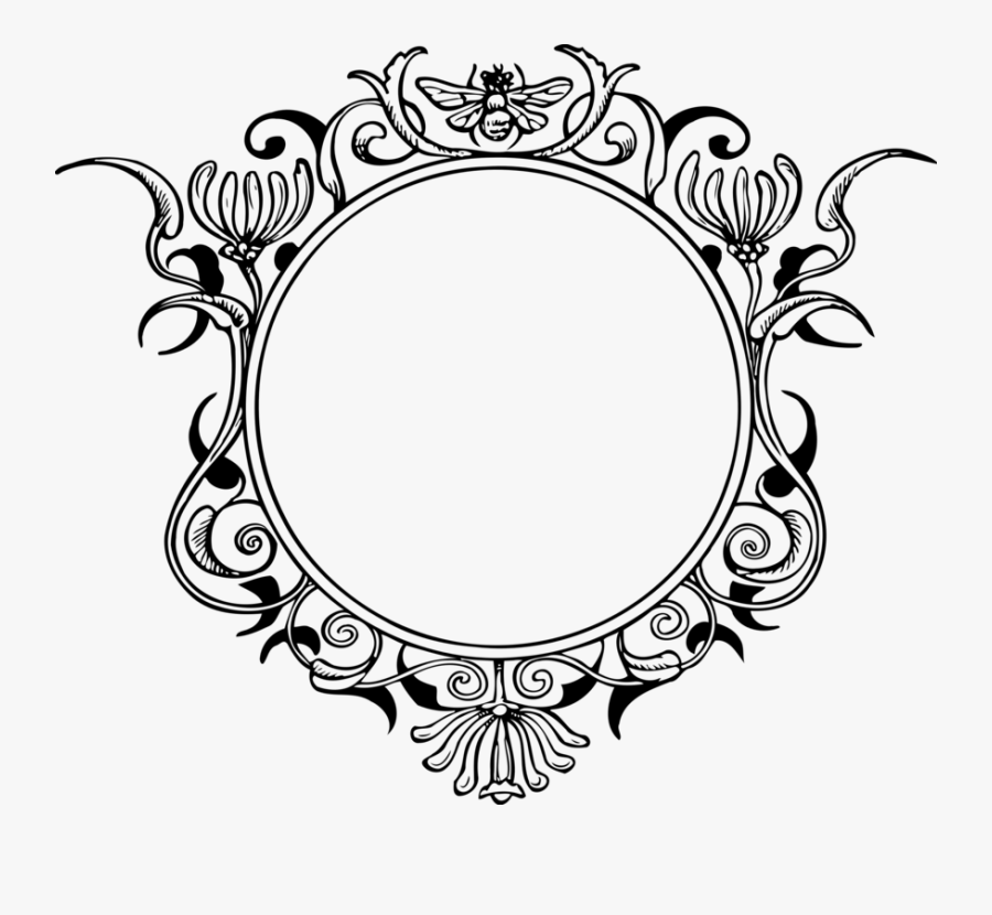 Picture Frame,line Art,decor - Round Vintage Frame Png, Transparent Clipart