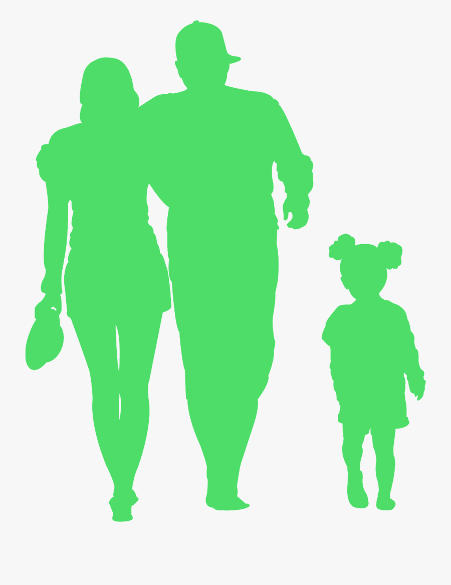 Silhouette Family Walking Png, Transparent Clipart