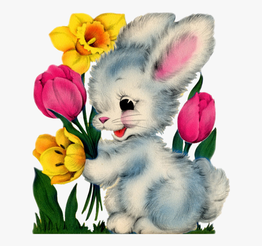 Easter Clipart Vintage - Vintage Cute Cartoon Easter Bunny, Transparent Clipart