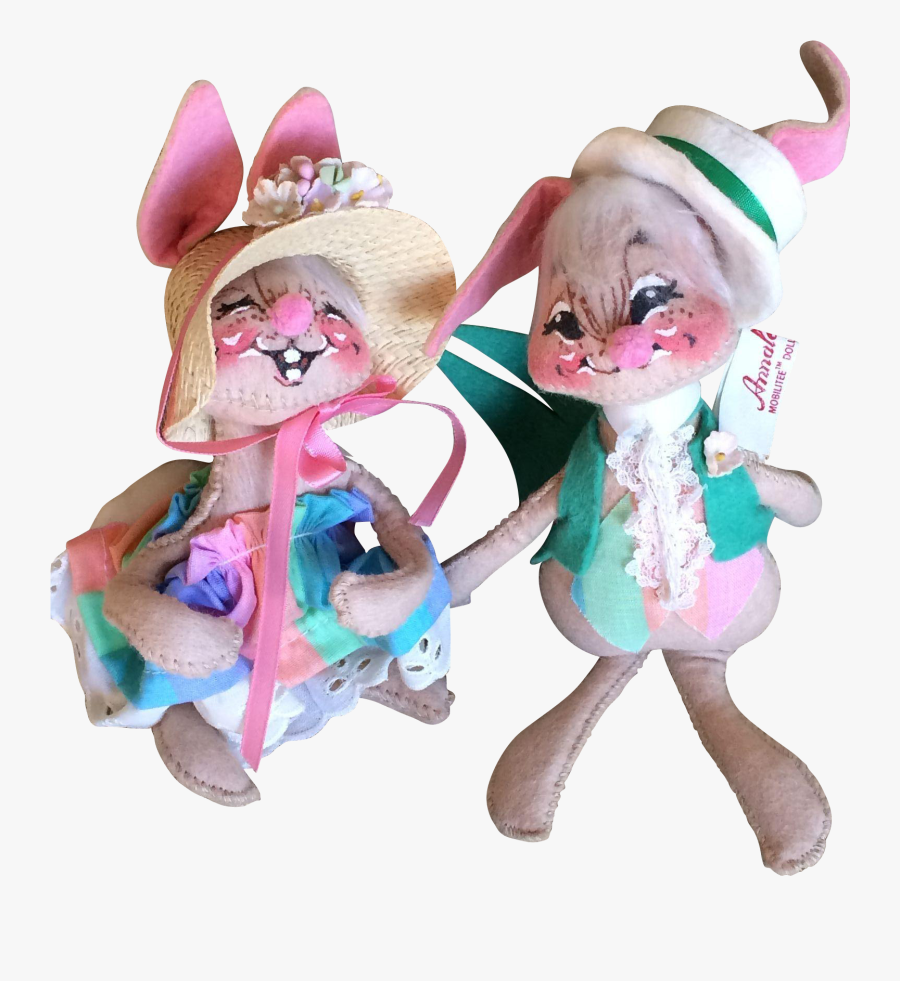 Vintage Annalee Mr And Mrs Easter Bunny Dolls Www - Stuffed Toy, Transparent Clipart