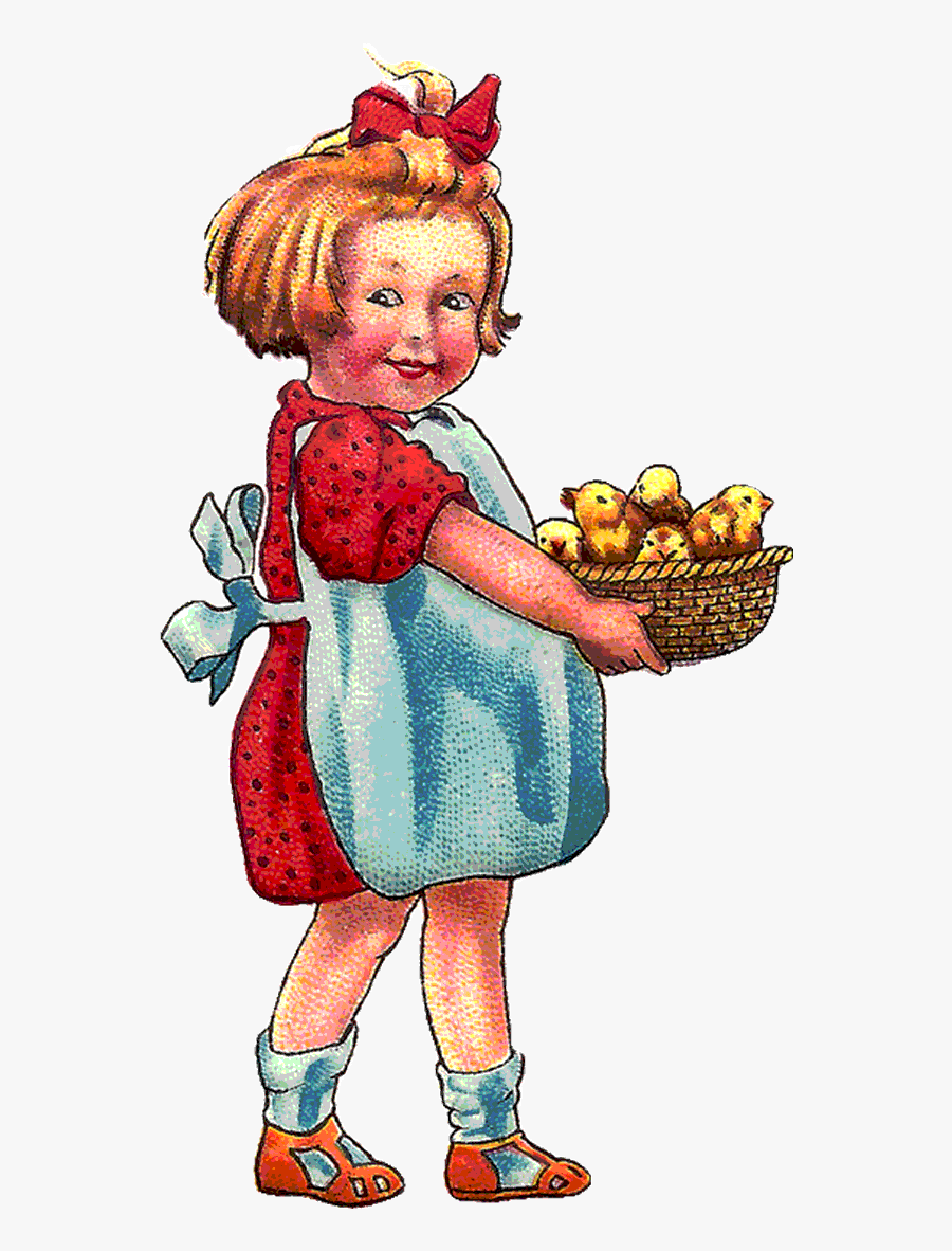 A Basket Full Of Chicksfree Vintage Easter Graphics, Transparent Clipart