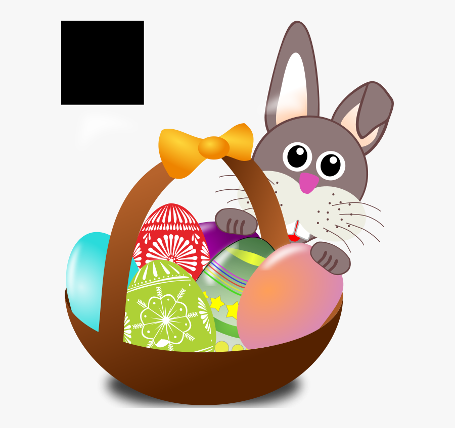 Funny Bunny Face With Easter Eggs In A Basket - Easter Good Friday Clipart, Transparent Clipart